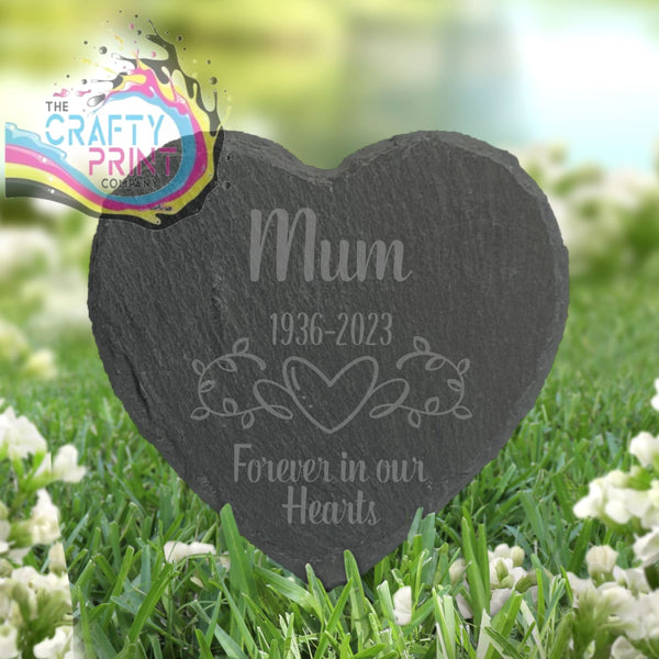 Forever in our Hearts Grave Slate Marker - Heart