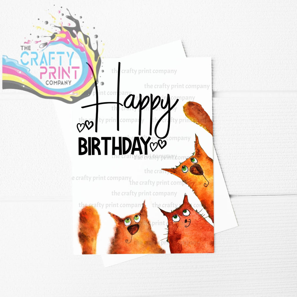 Happy Birthday Cartoon Ginger Cat A5 Card - Greeting & Note