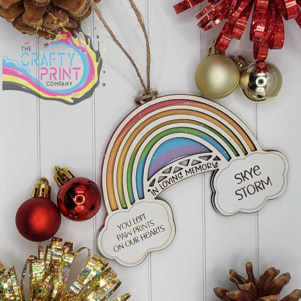 Personalised Pet In Loving Memory Rainbow Wood Christmas