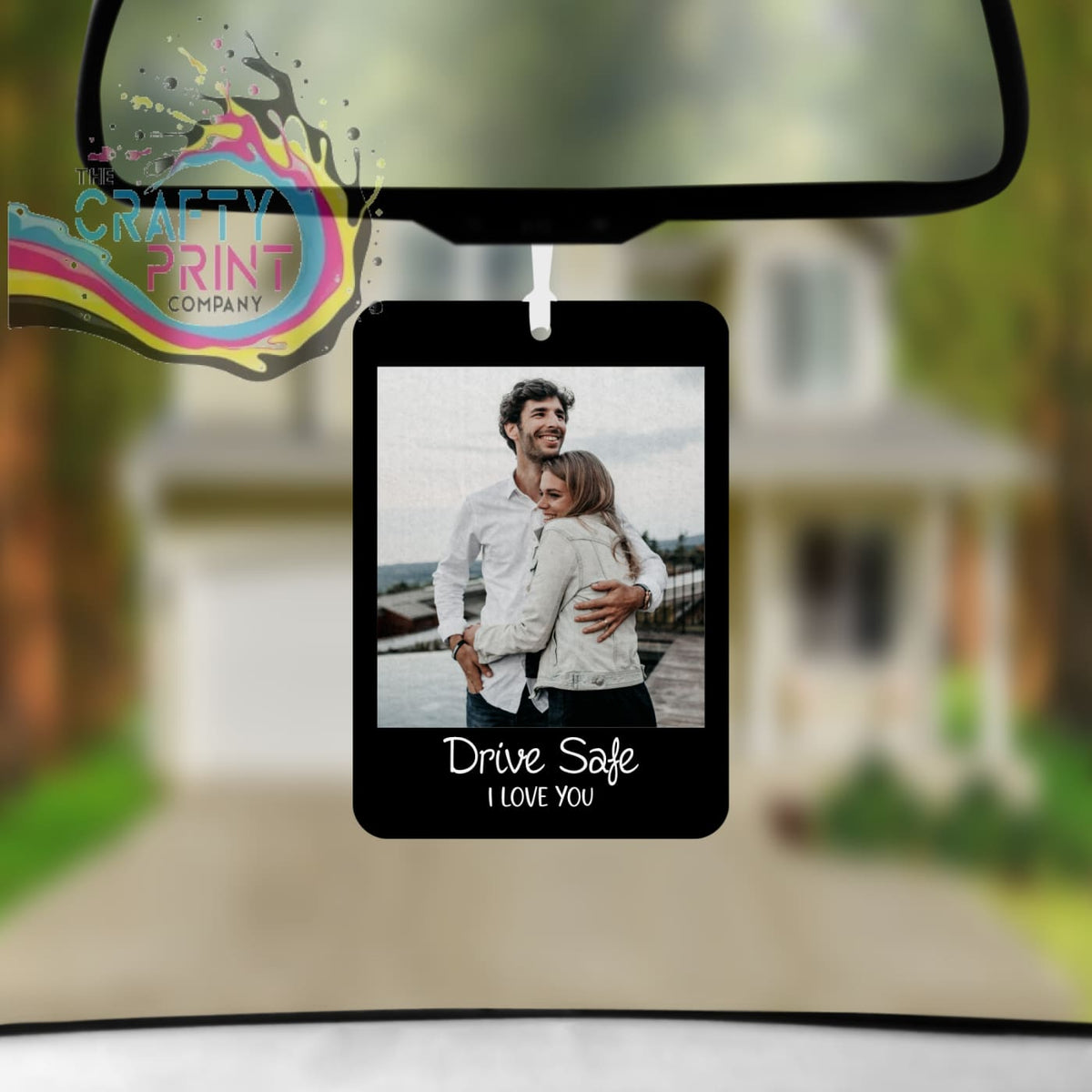 Personsalised Drive Safe Car Air Freshener with Fragrance Bottle