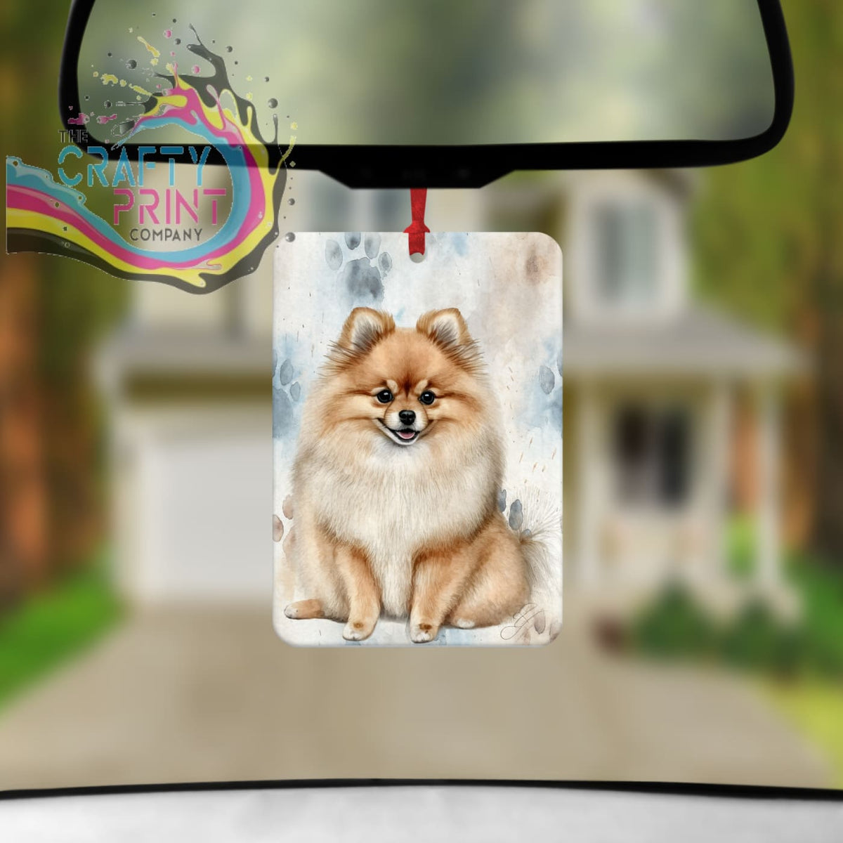 Pomeranian Paw Print Car Air Freshener The Crafty Print Company