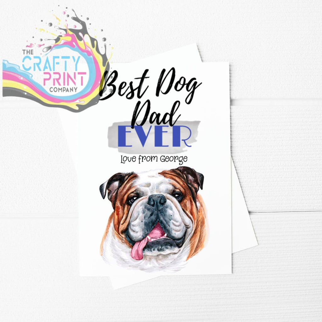 Best Dog Dad Ever English Bulldog Greeting Card - & Note