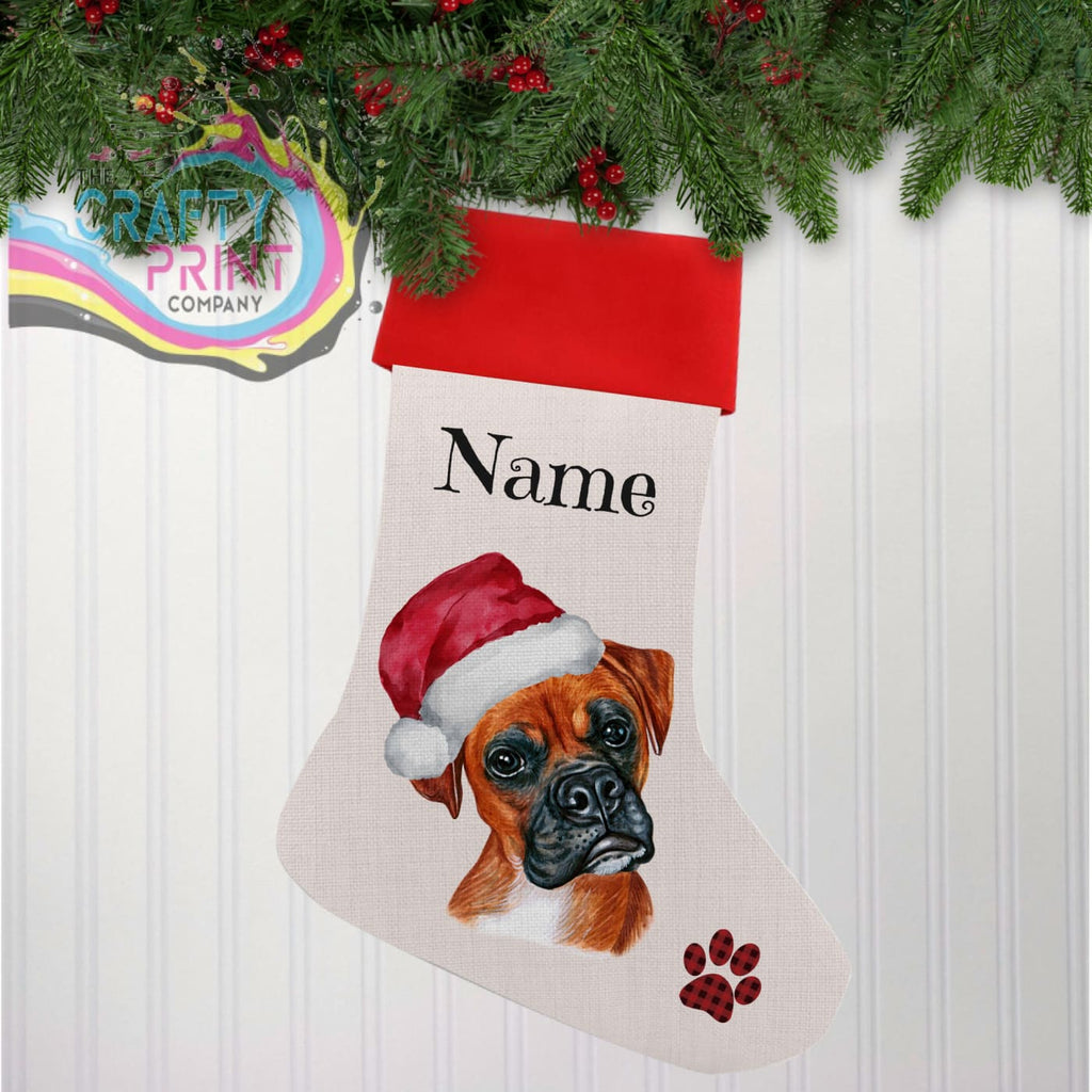 Boxer Personalised Linen Christmas Stocking - Holiday