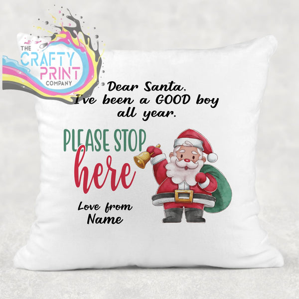 Dear Santa Please stop here Personalised Cushion - Boy -