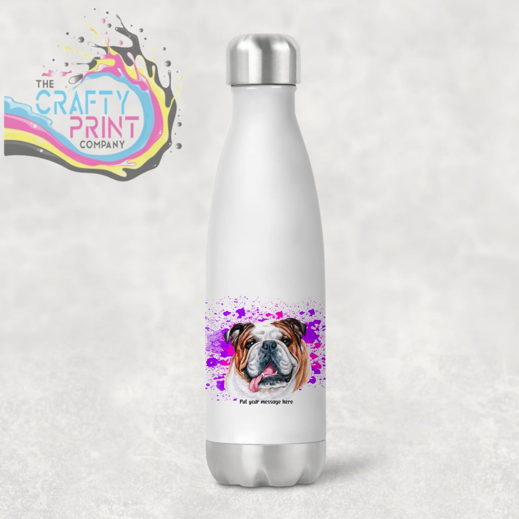 English Bulldog Paint Splatter Personalised Water Bottle -