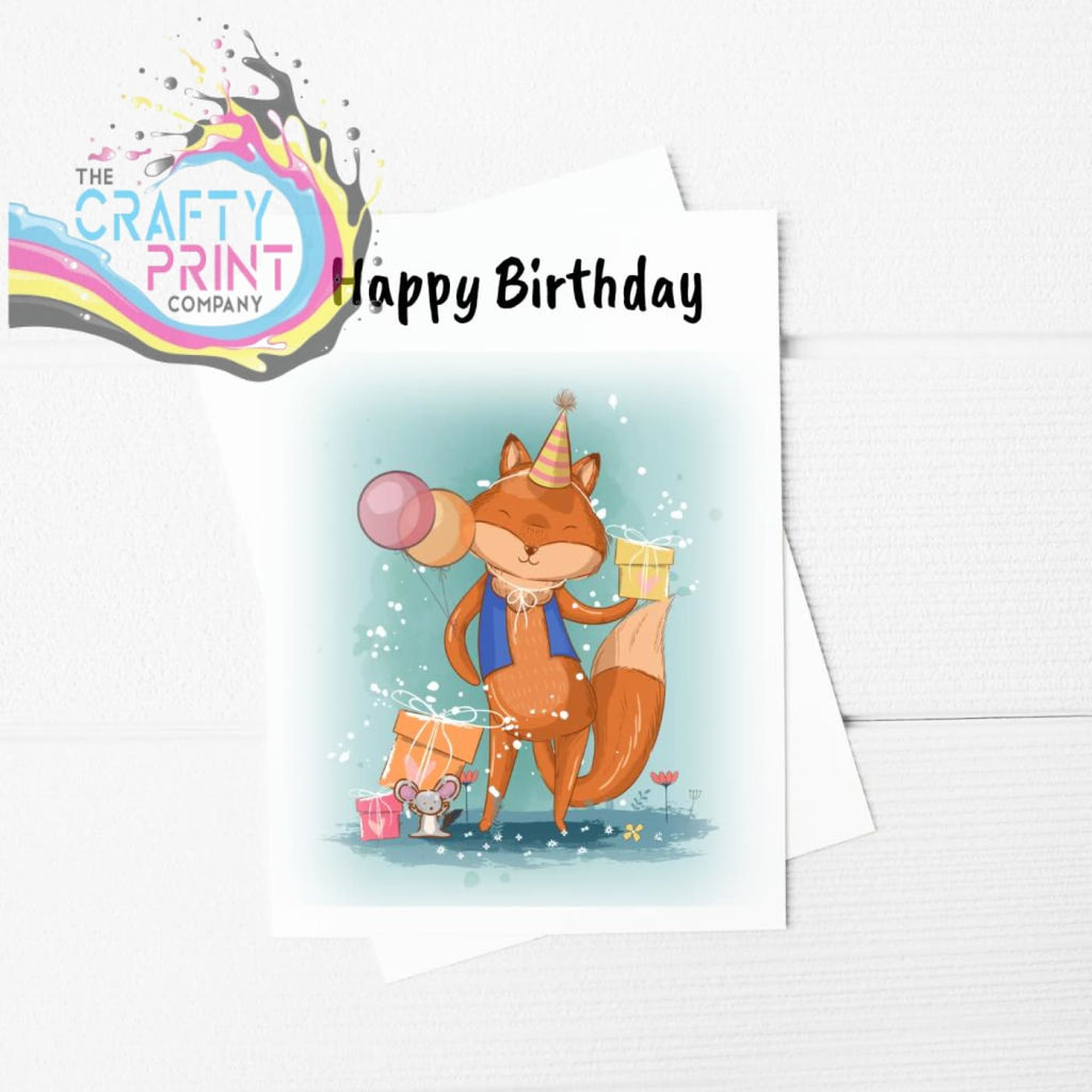 Happy Birthday Fox A5 Card & Envelope - Greeting Note Cards