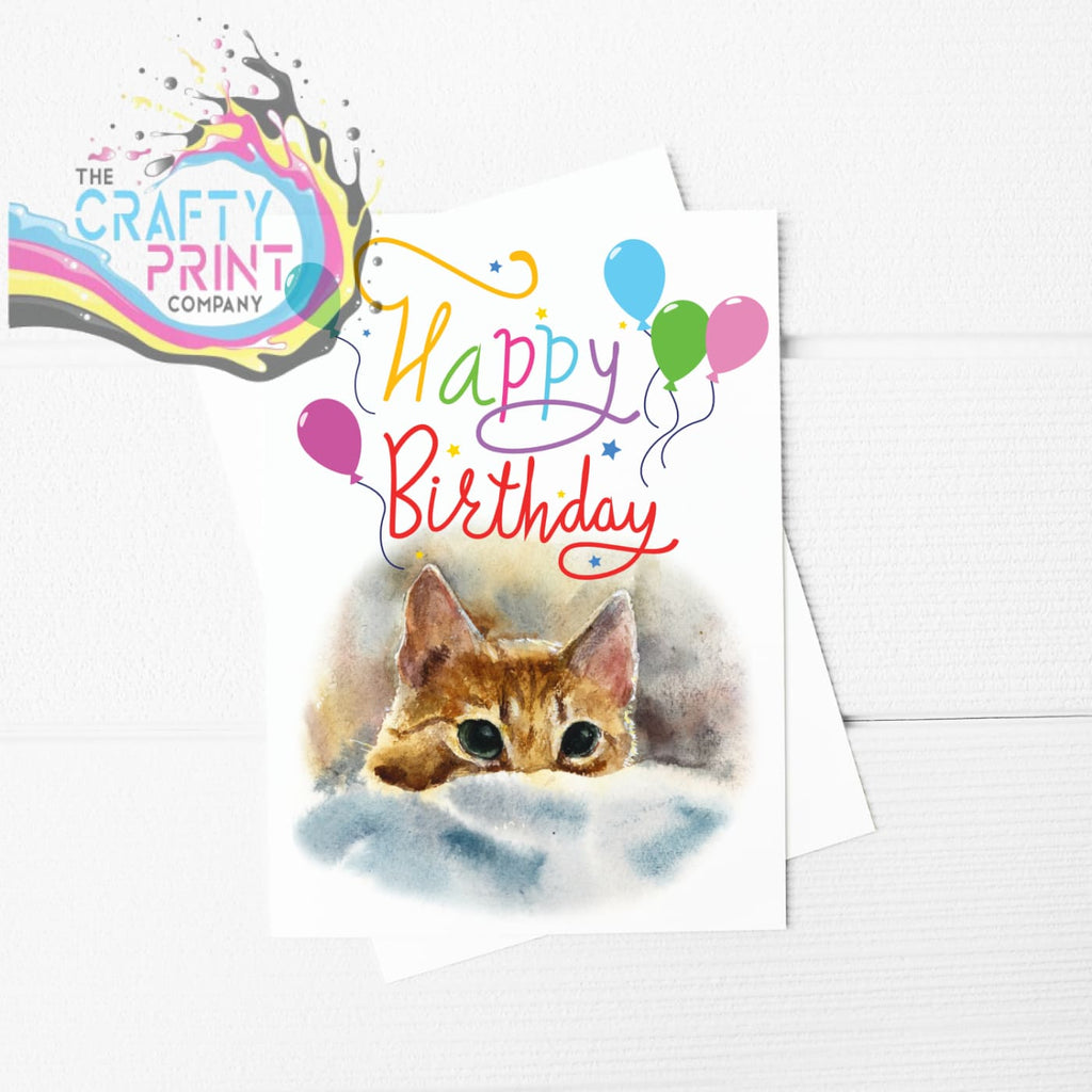 Happy Birthday Ginger Cat A5 Card & Envelope - Greeting Note
