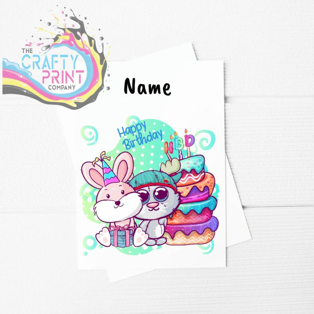 Happy Birthday Kitten & Rabbit A5 Card Envelope - Greeting