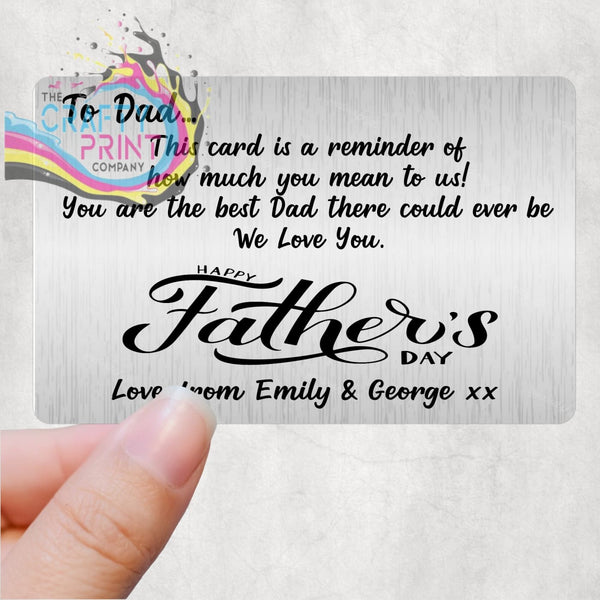 Happy Father’s Day Personalised Card for Wallet - Aluminium