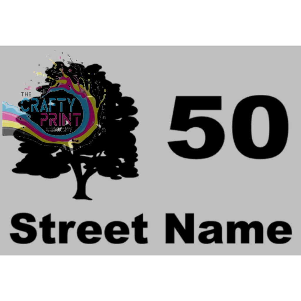 House Number Street Name with Silhouette Vinyl Sticker -