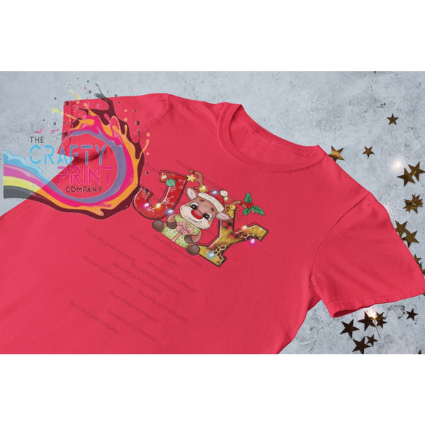 Joy Reindeer Children’s T-shirt - Red / 3-4 Years - Shirts &