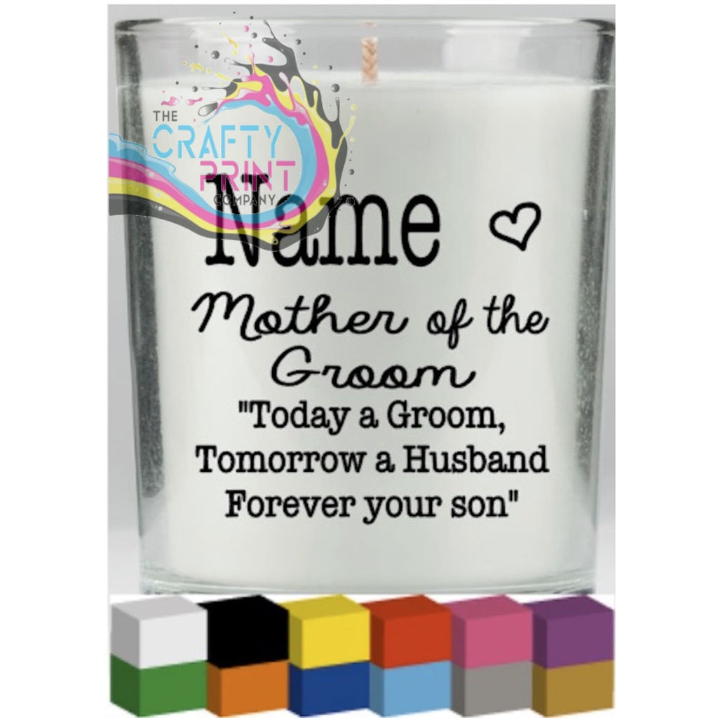 Mother of the Groom Personalised Candle Decal Vinyl Sticker