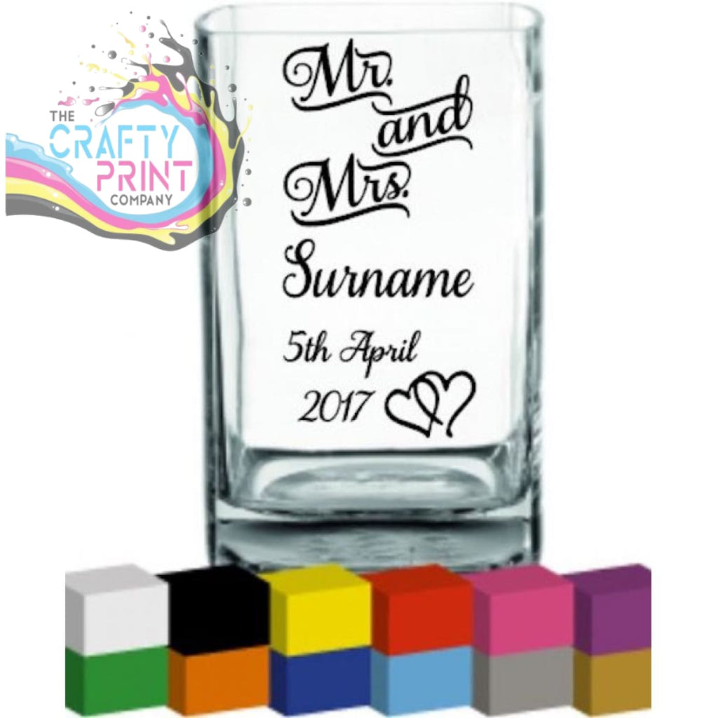 Mr & Mrs Personalised Wedding Vase Decal Sticker -