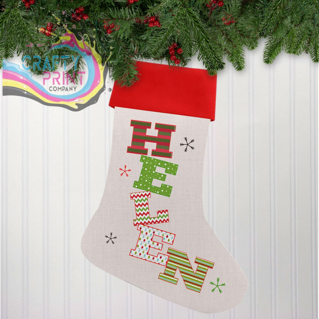 Name Personalised Linen Christmas Stocking - Holiday
