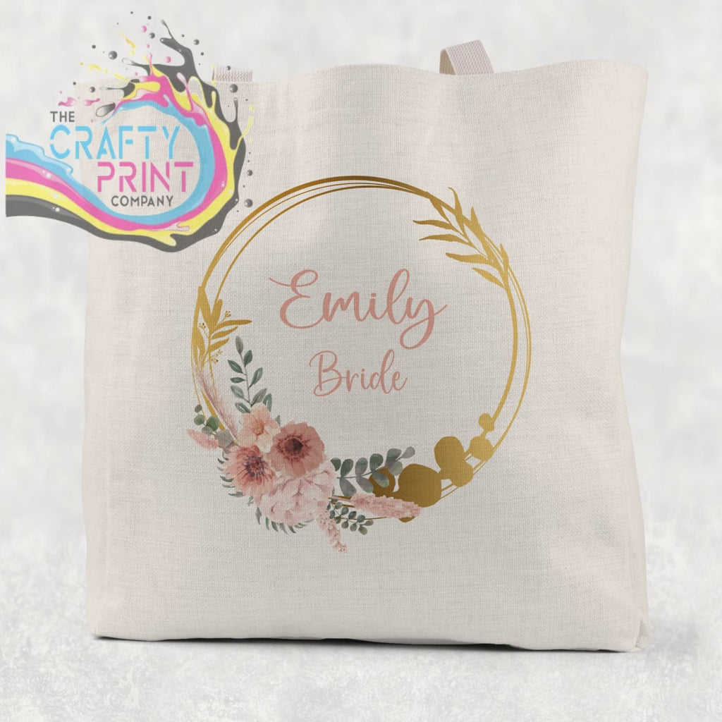 Name / Role Wedding Blush Flower Cotton Tote Bag - Natural /