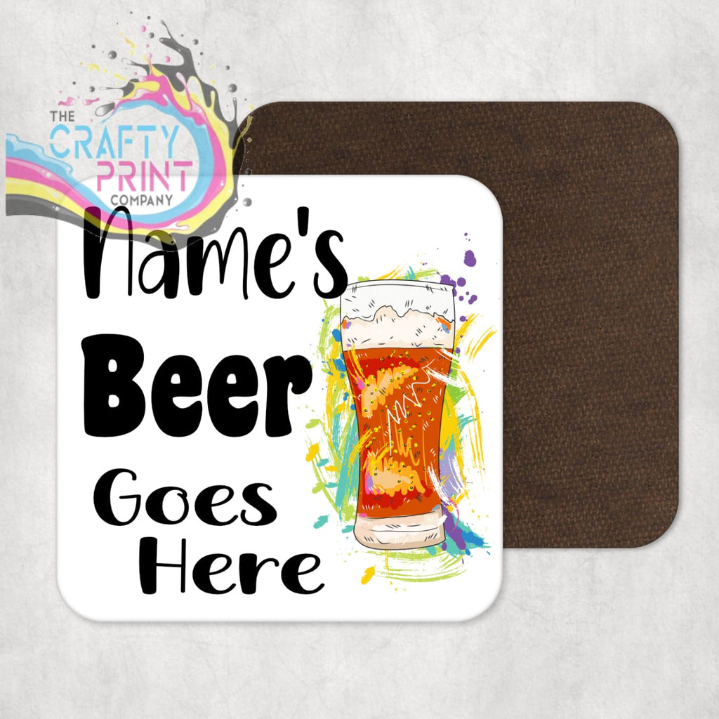 Beer Goes Here Personalised Drinks Coaster - Coasters