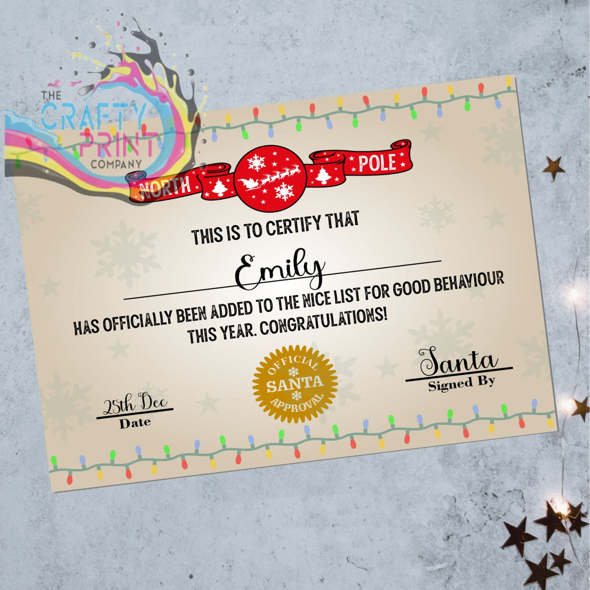 North Pole Santa Nice List Certificate – The Crafty Print Company