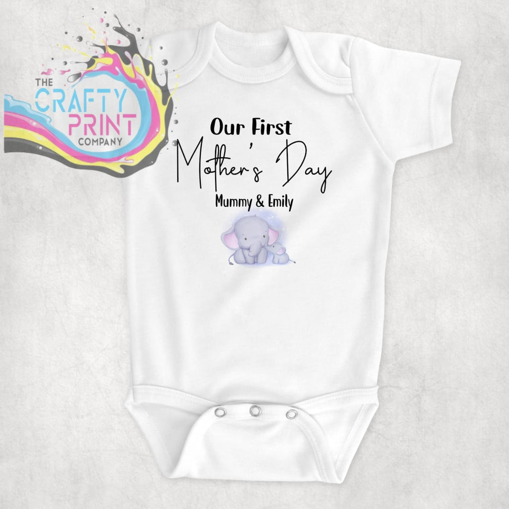 Our First Mother’s Day Elephant Personalised Bodysuit - Baby