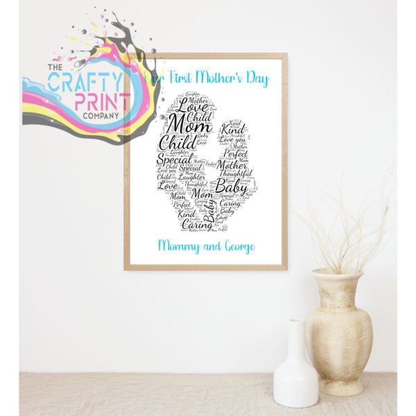 Our First Mother’s Day Wordart Print - A4 / Blue - Posters