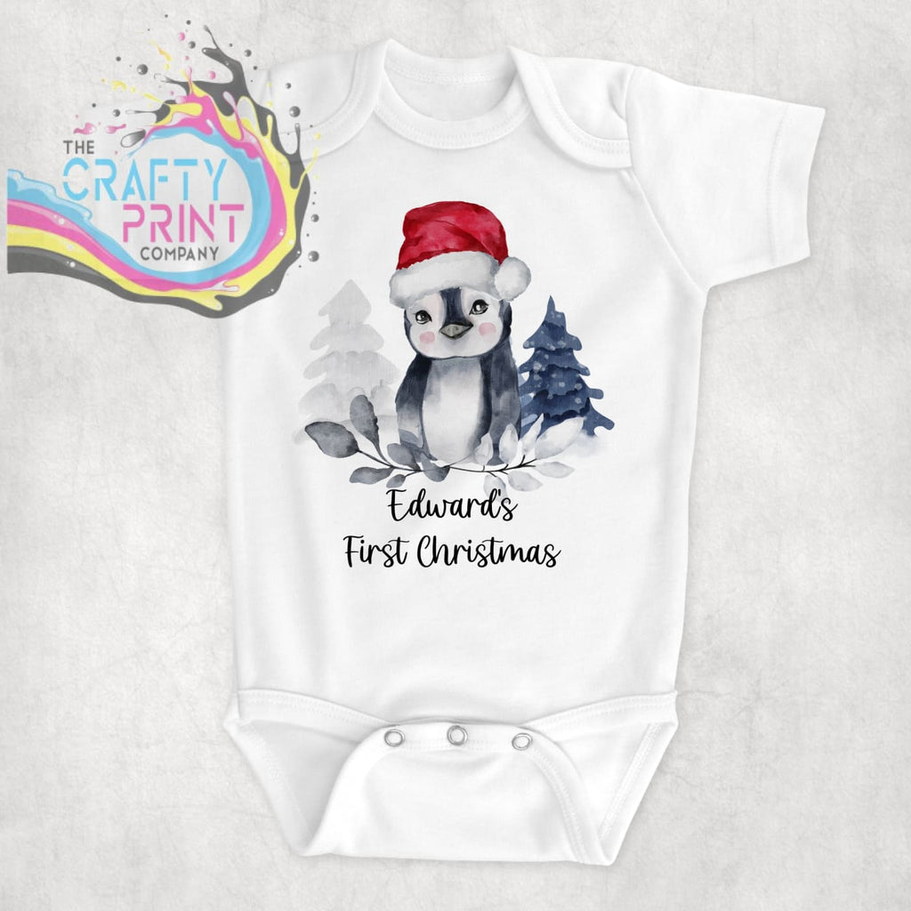 Personalised 1st Christmas Penguin Bodysuit - Baby