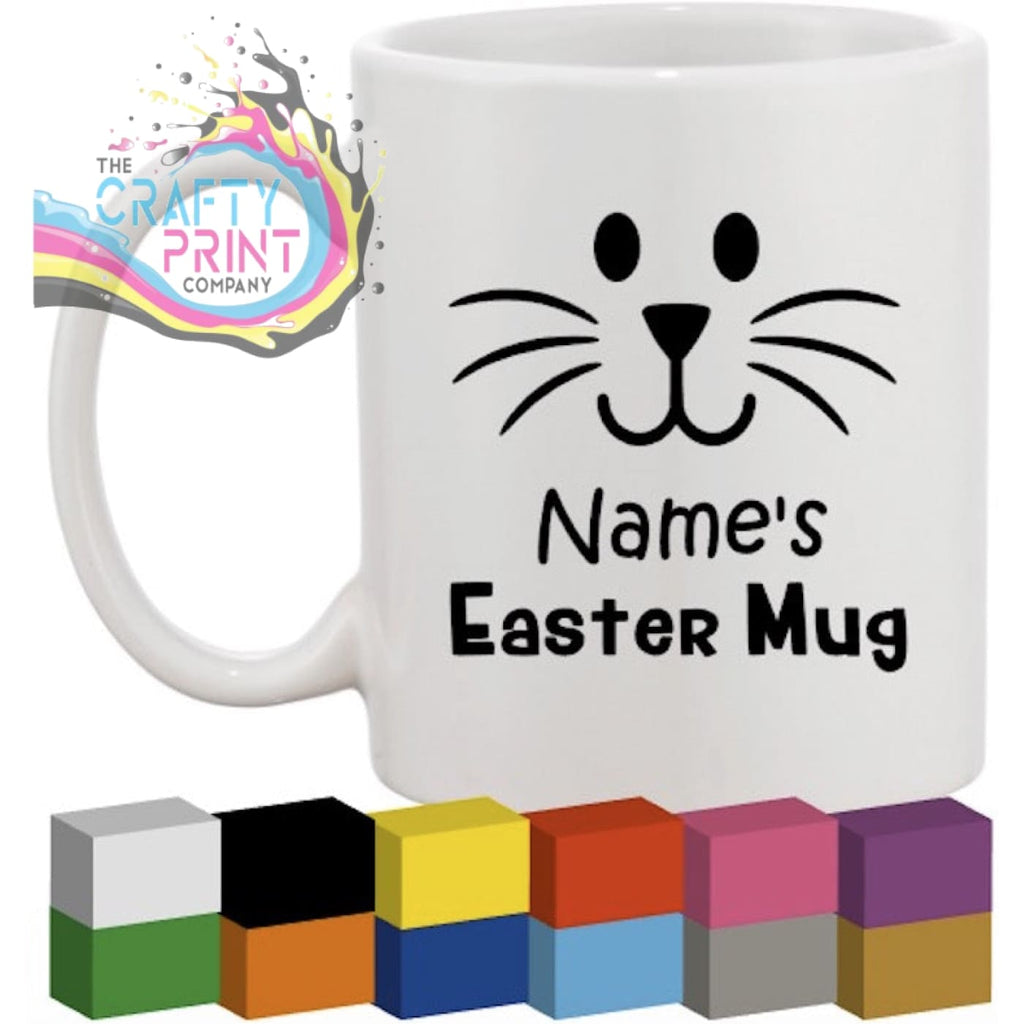 Personalised Bunny Face Easter Glass / Mug / Cup Decal /