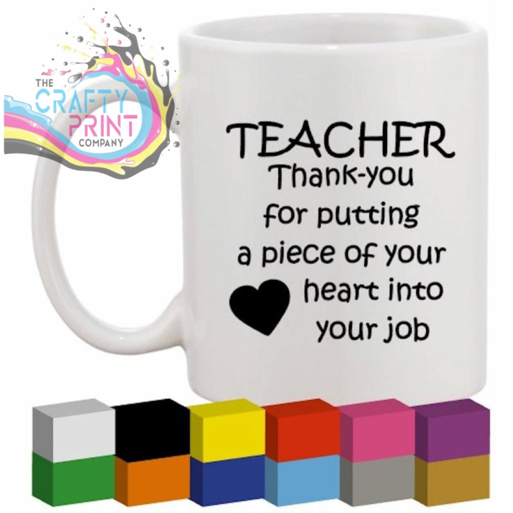 Teacher Thank you Glass / Mug Cup Decal Sticker