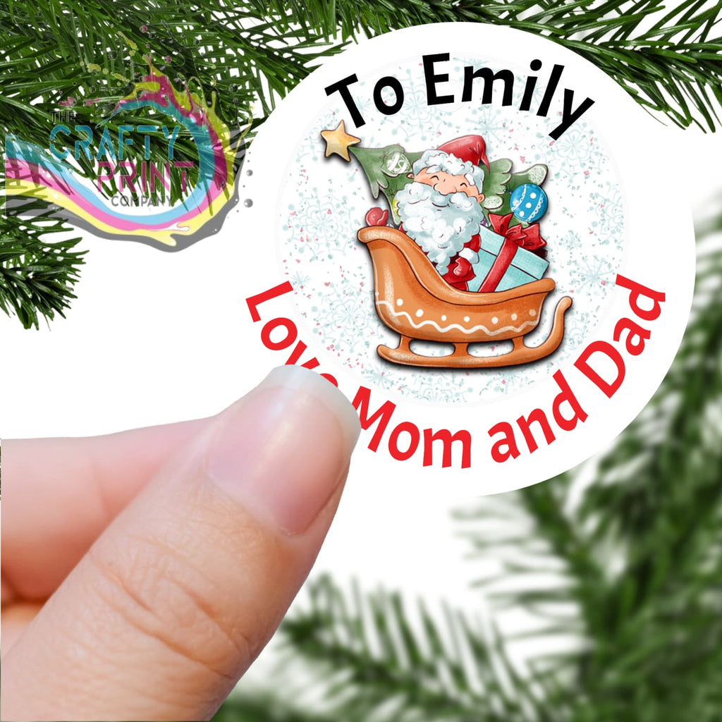 To Name Love from Mom and Dad Santa in his Sleigh Design