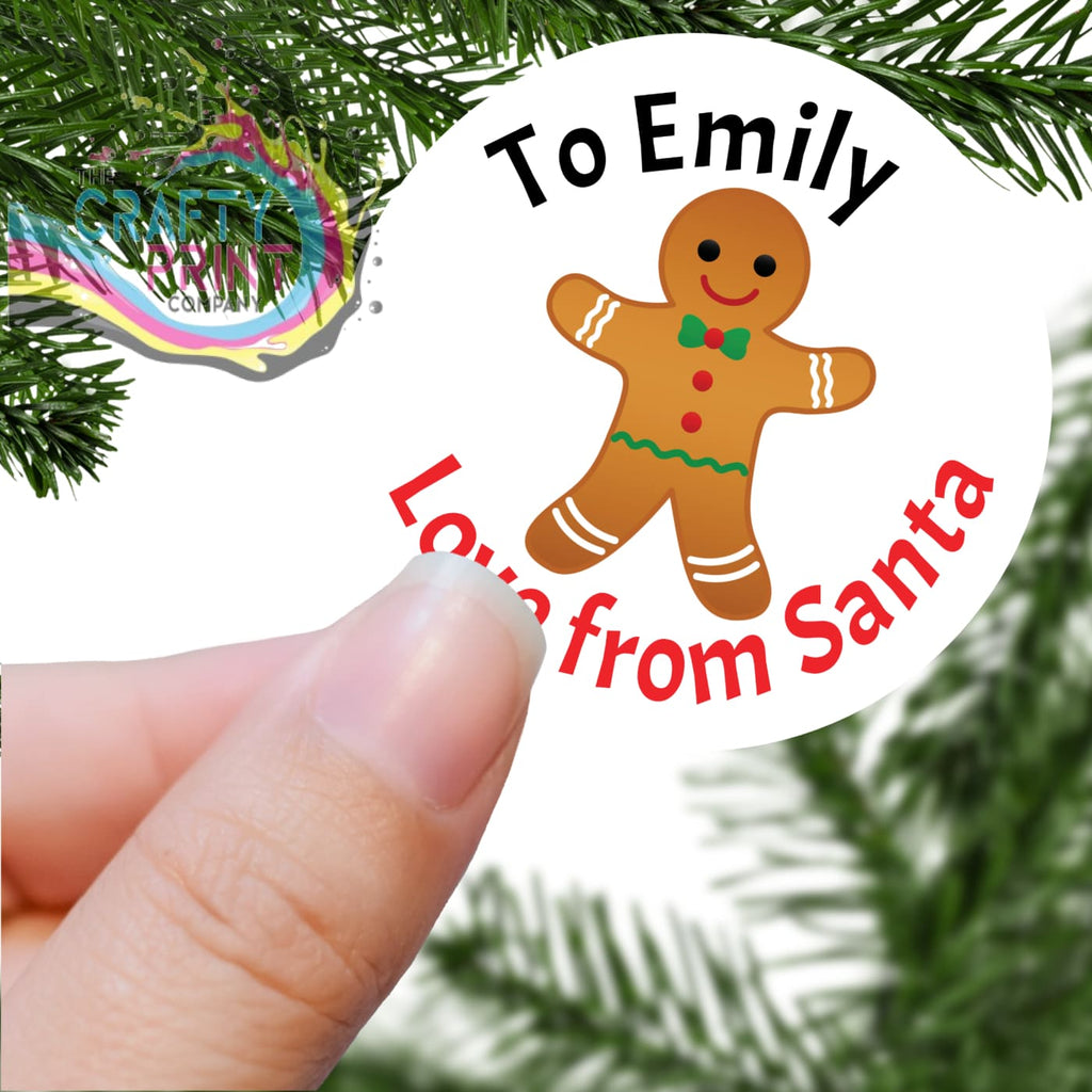 To Name Love from Santa with Gingerbread Man Printed Sticker