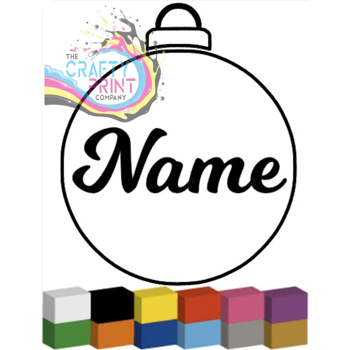 Vinyl Lettering (Name) V2 for Bauble Sticker The Crafty Print Company