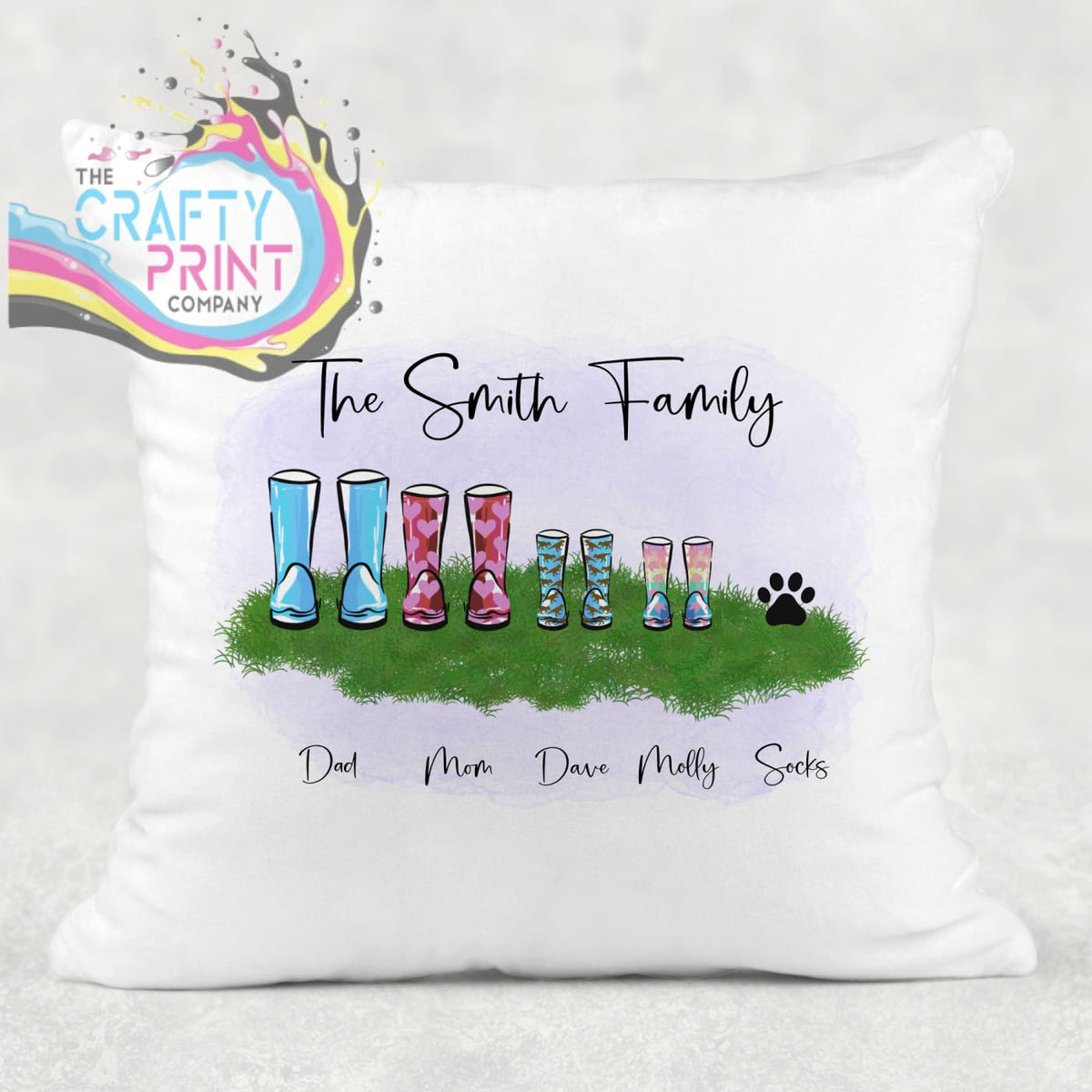 Wellington Boot Family Personalised Cushion