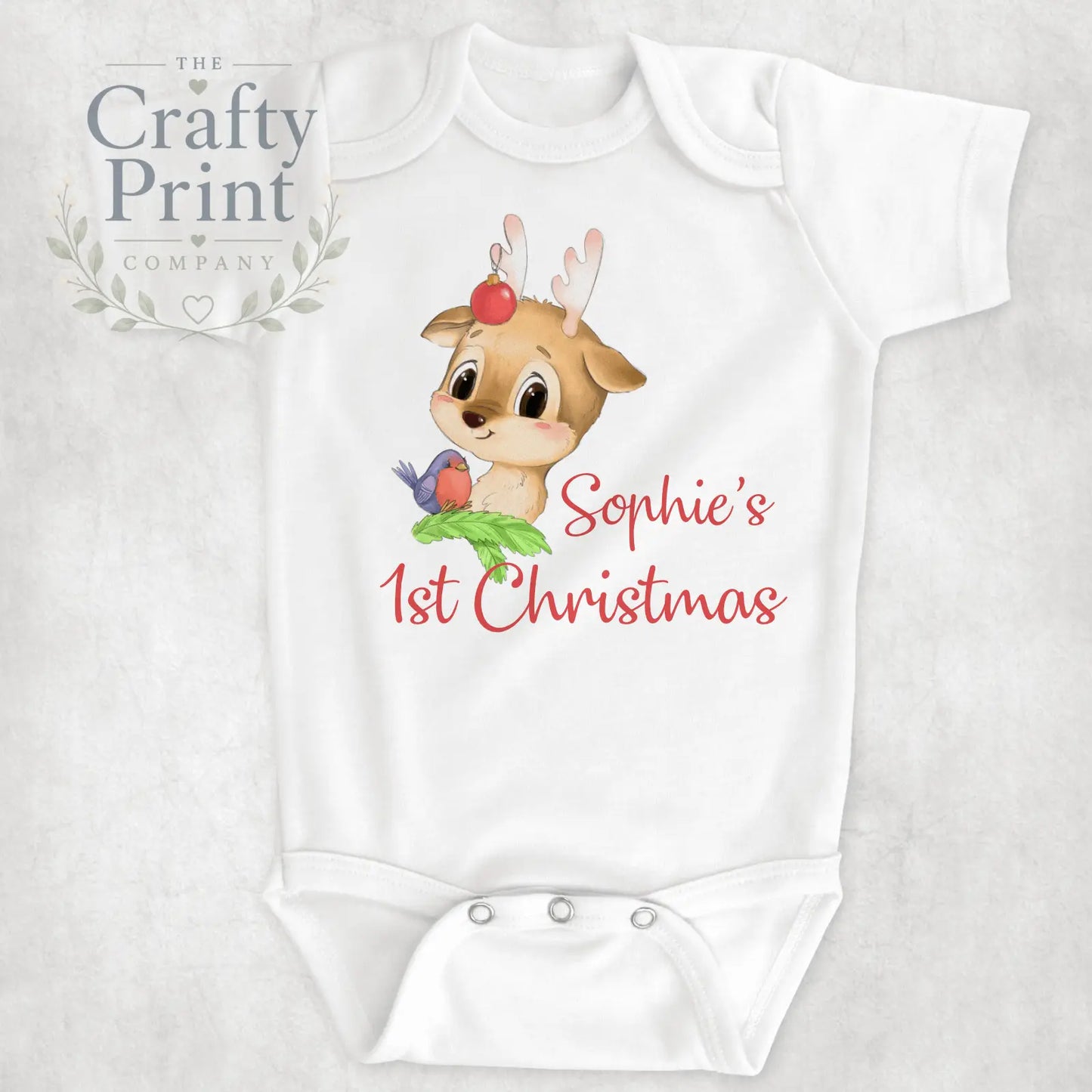 1st Christmas Deer Personalised Bodysuit - Baby One-Pieces