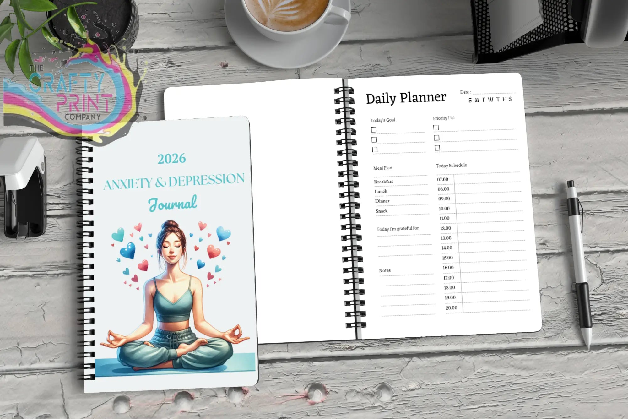 2026 anxiety and depression journal with spiral binding and meditation cover for guided mental health and wellbeing tracking