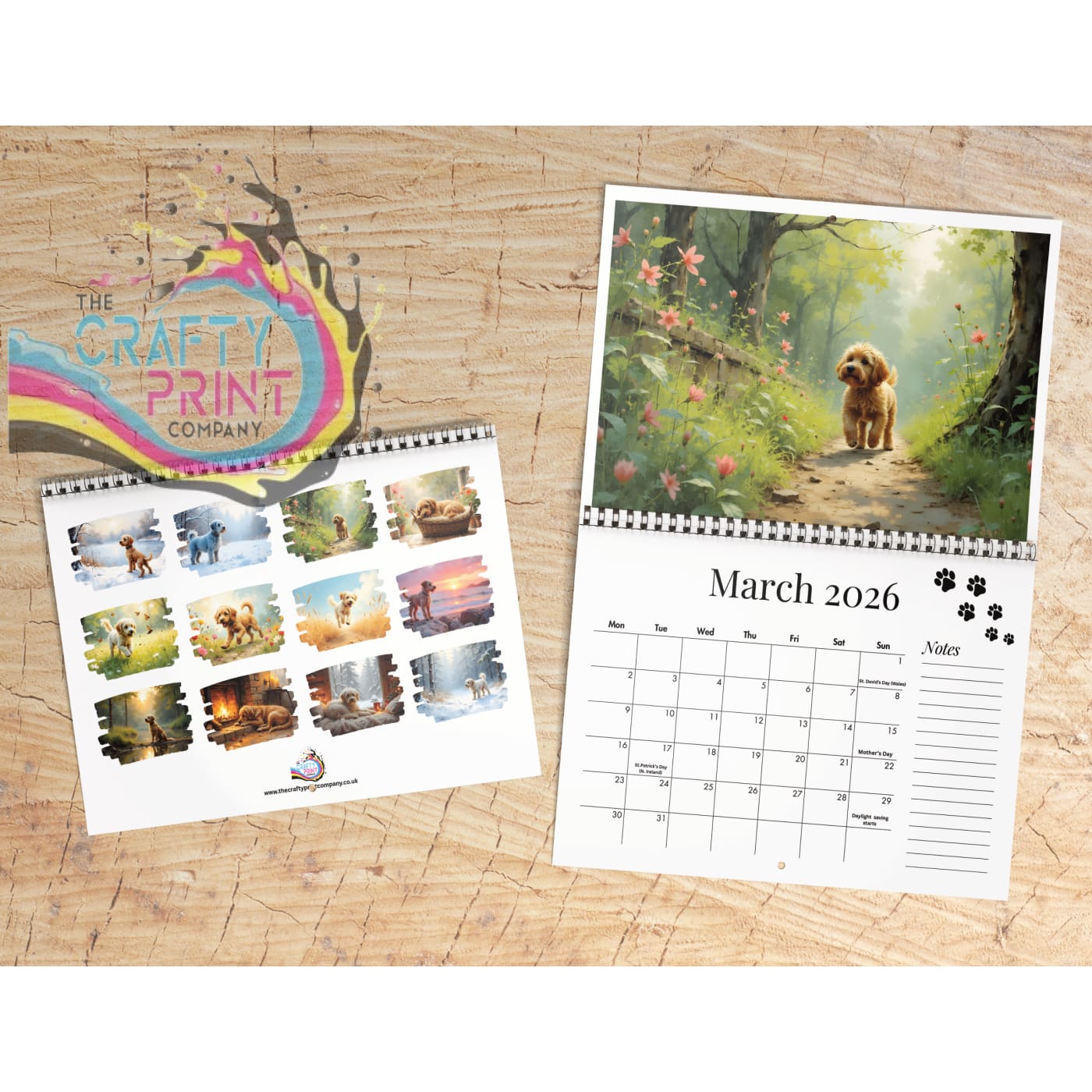 2026 Watercolour Cockerpoo Calendar - wall calendar