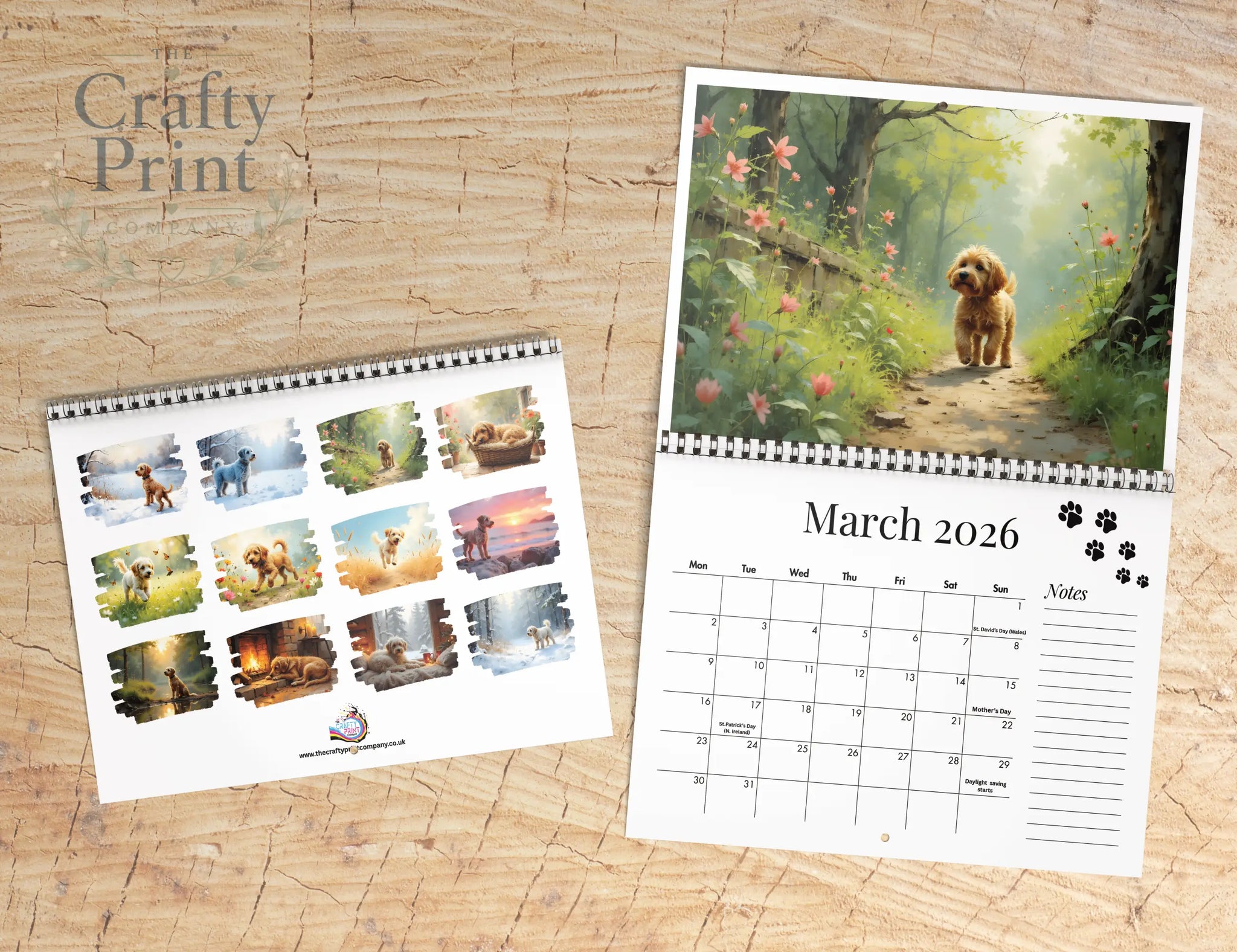 2026 Watercolour Cockerpoo Calendar - wall calendar