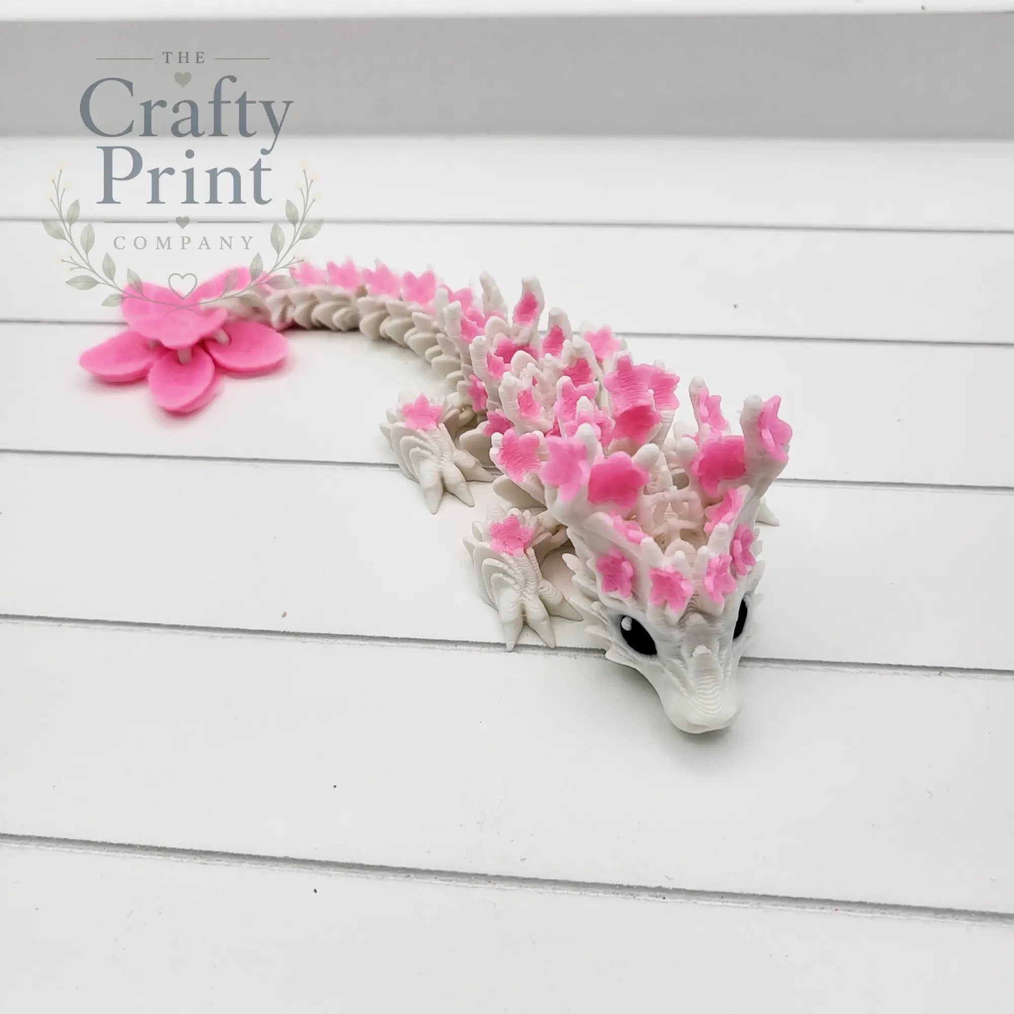 3D Printed Baby Cherry Blosson Dragon - White
