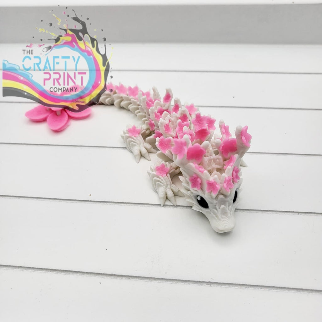 3D Printed Baby Cherry Blosson Dragon - White