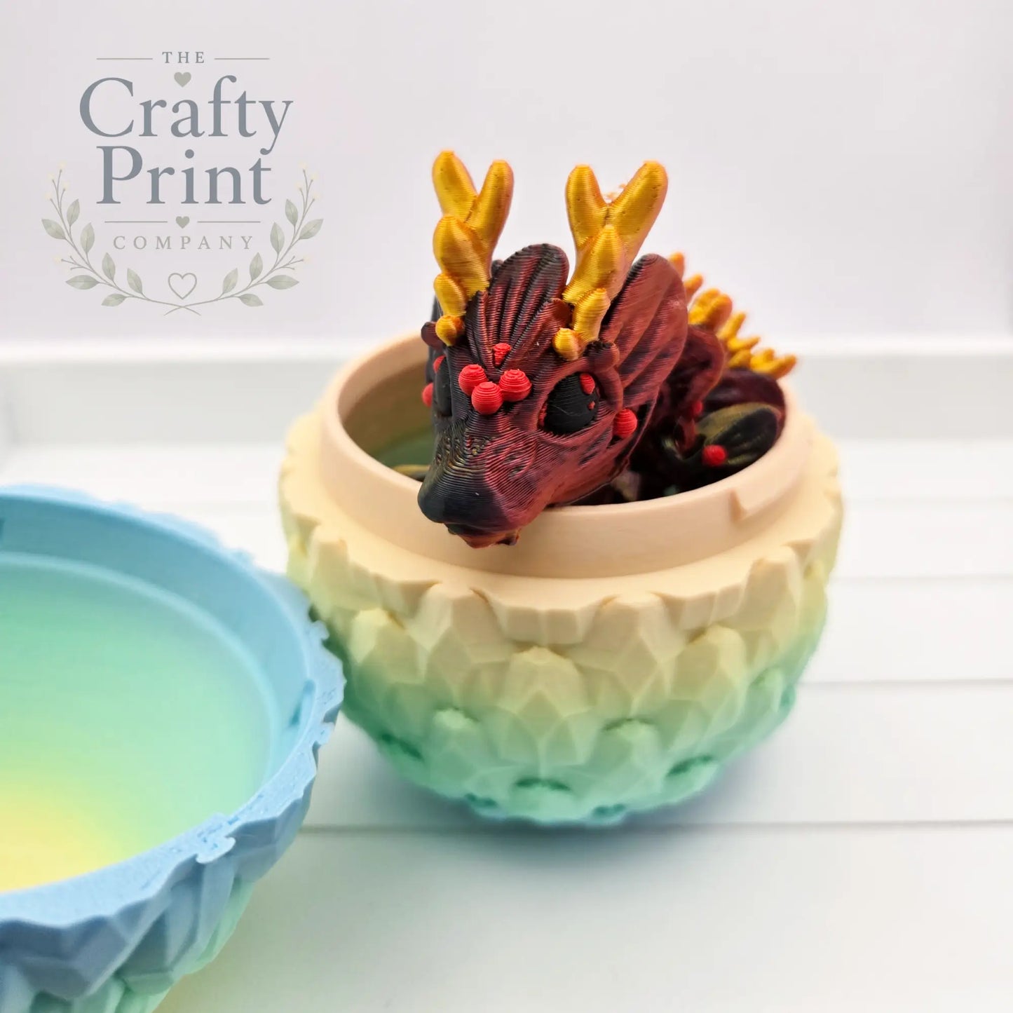 3D Printed Baby Mistletoe Dragon in Egg - Home & Garden >