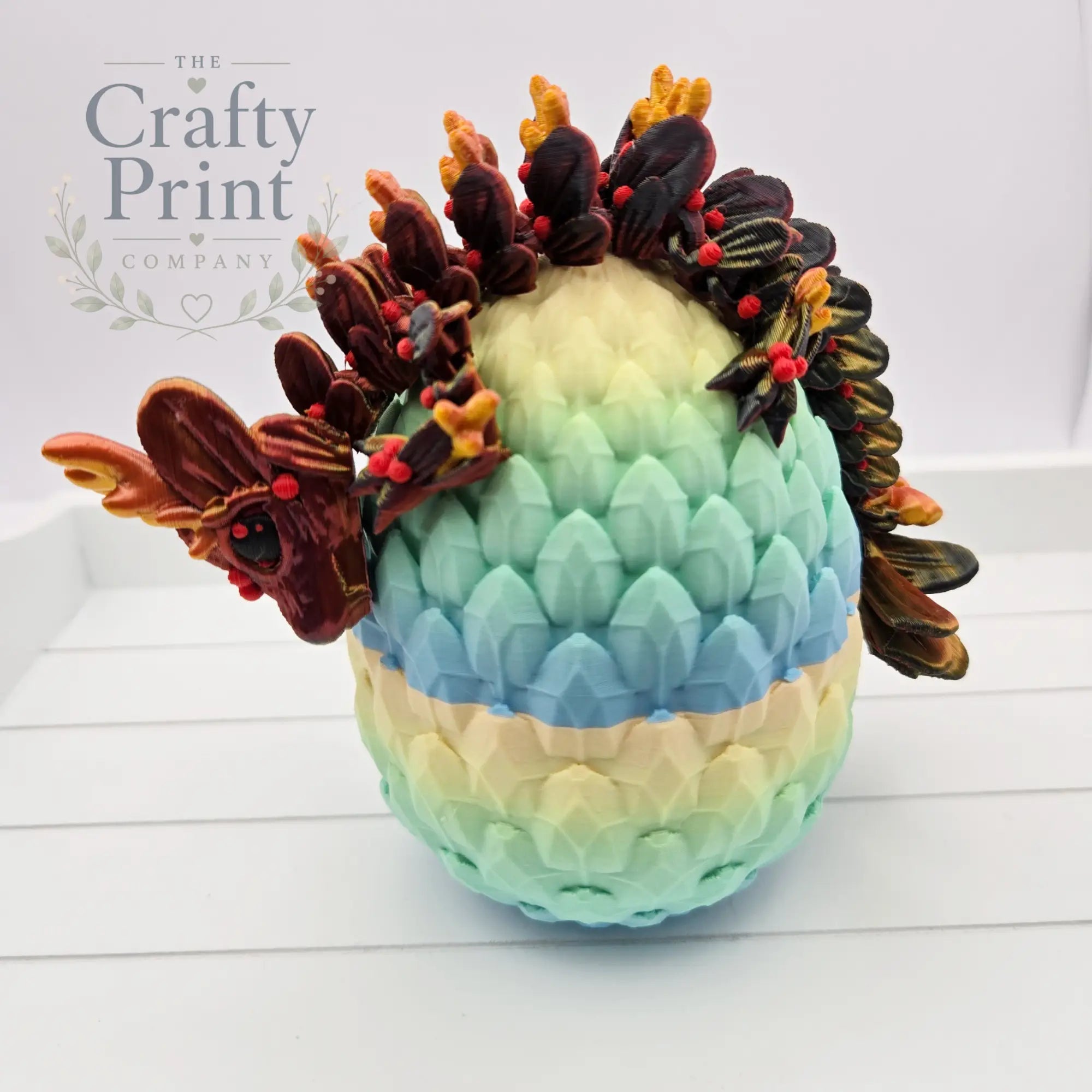 3D Printed Baby Mistletoe Dragon in Egg - Home & Garden >
