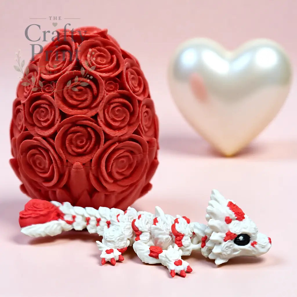 3D Printed Baby Rose White Dragon in Egg