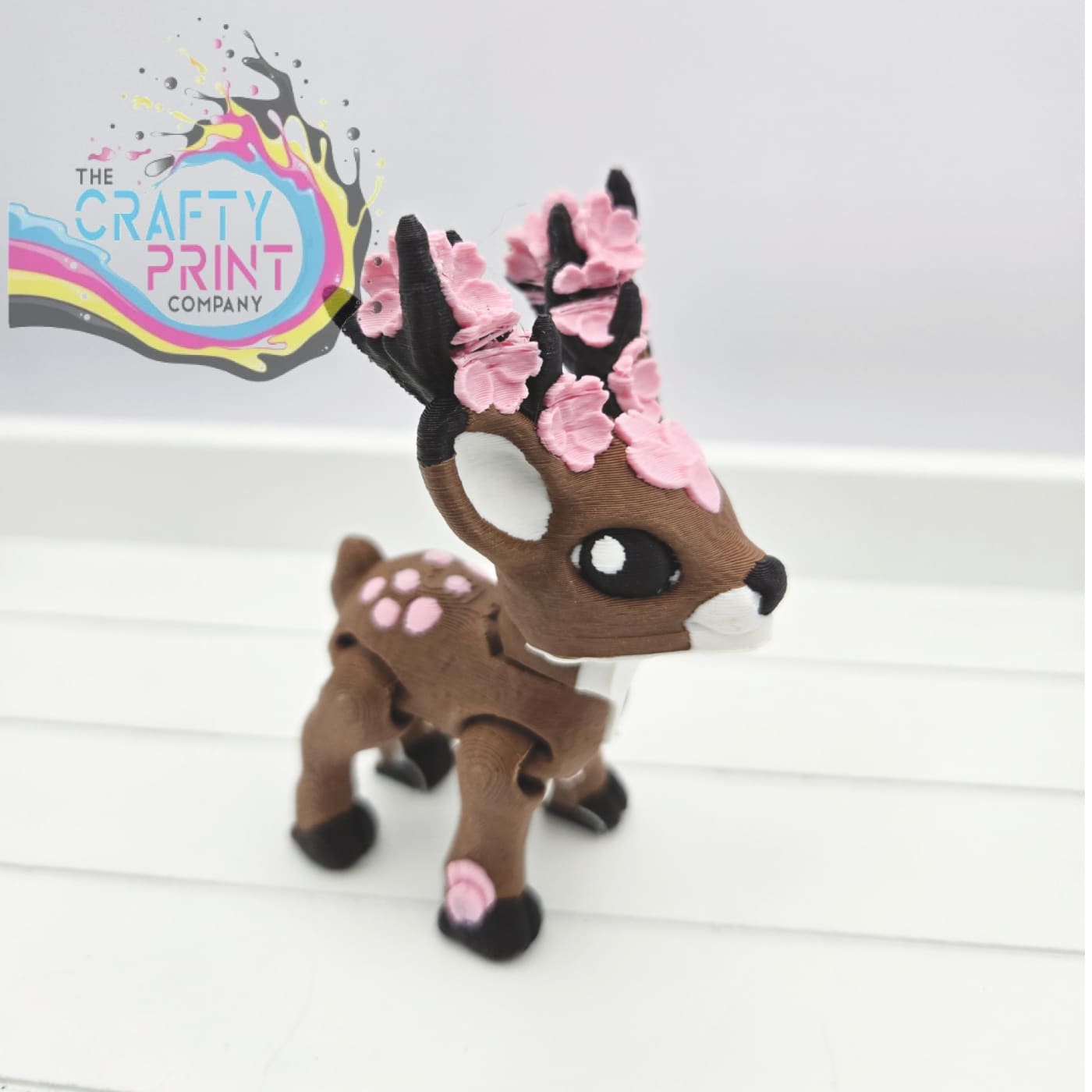 3D Printed Cherry Blossom Deer Articulated Fidget - Home &