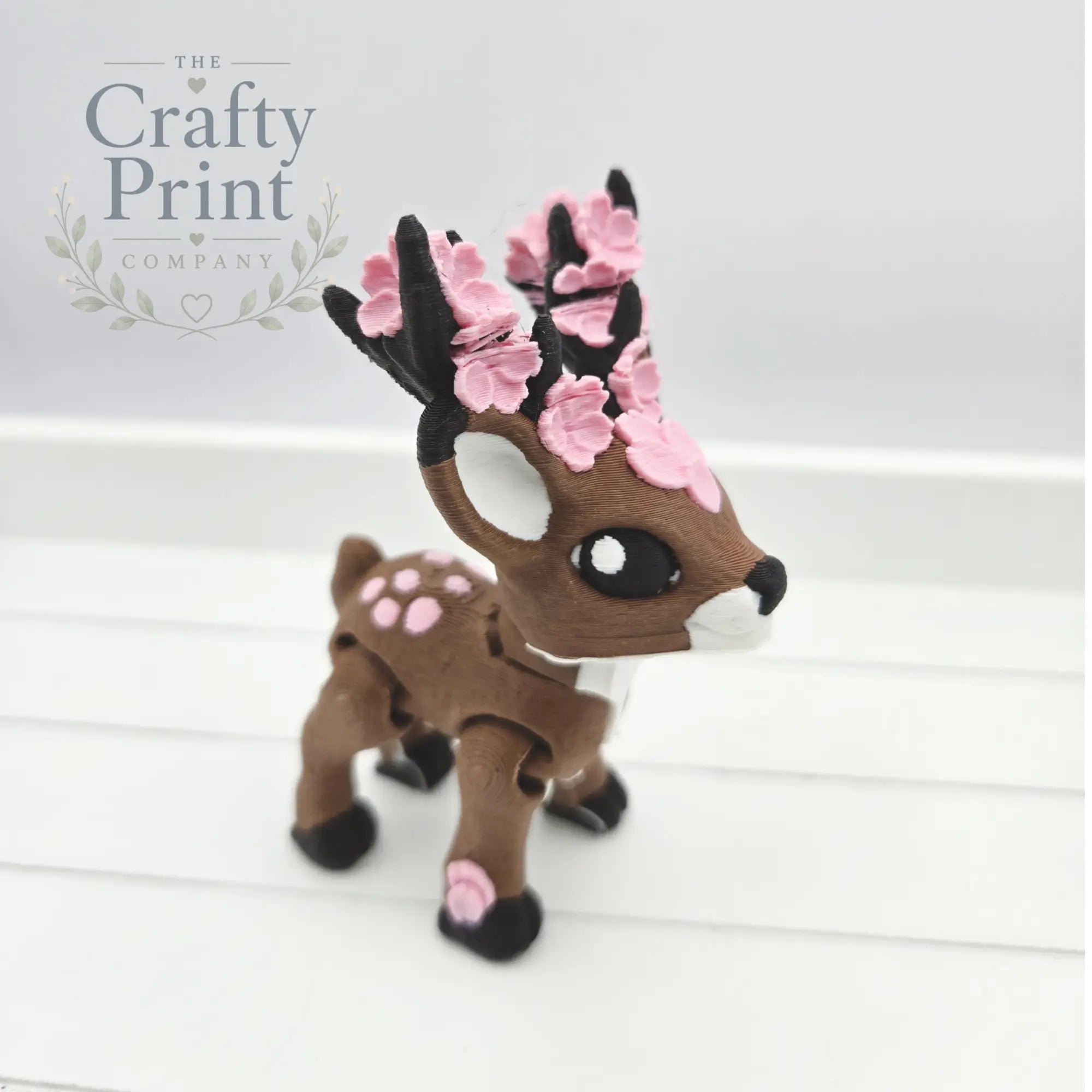 3D Printed Cherry Blossom Deer Articulated Fidget - Home &