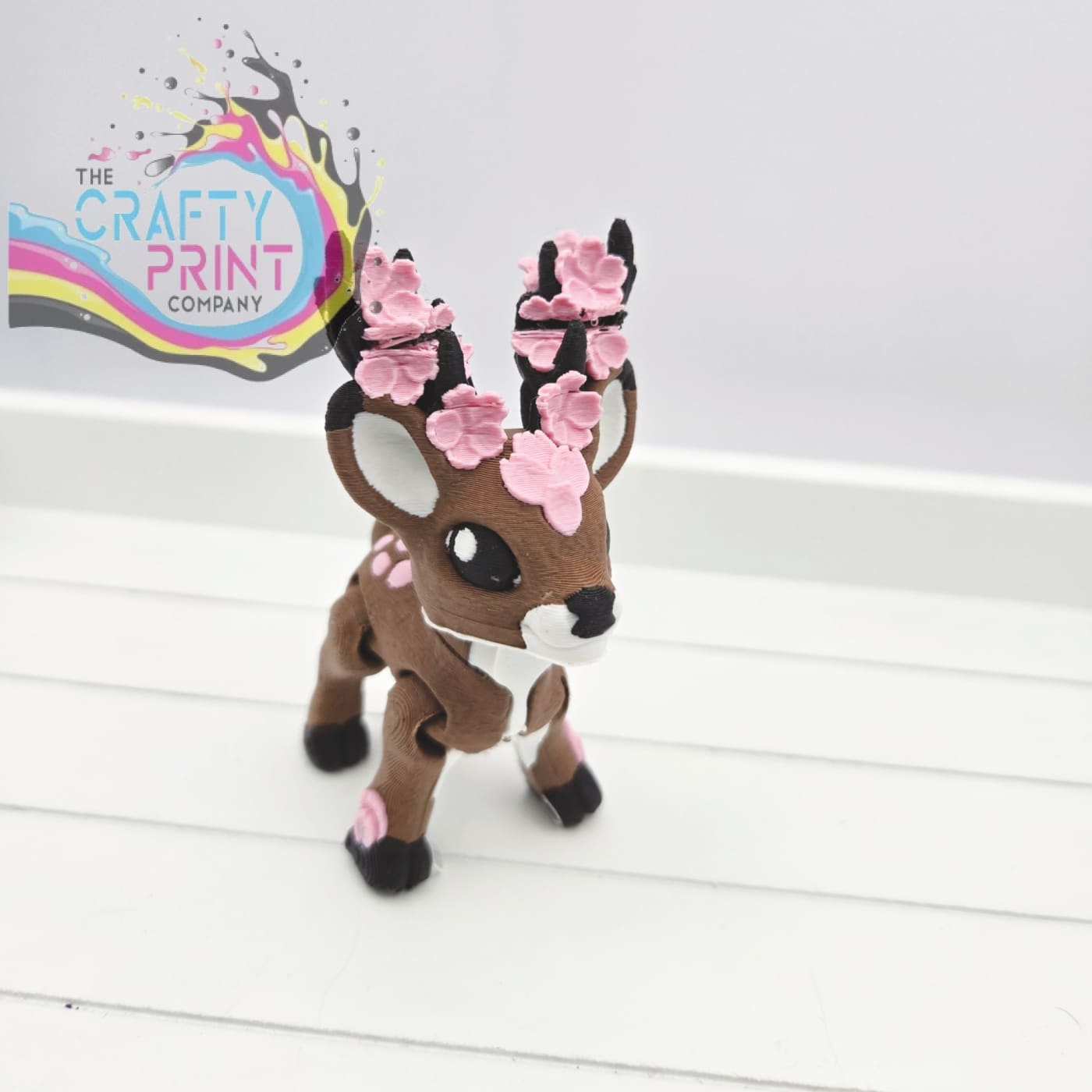 3D Printed Cherry Blossom Deer Articulated Fidget - Home &