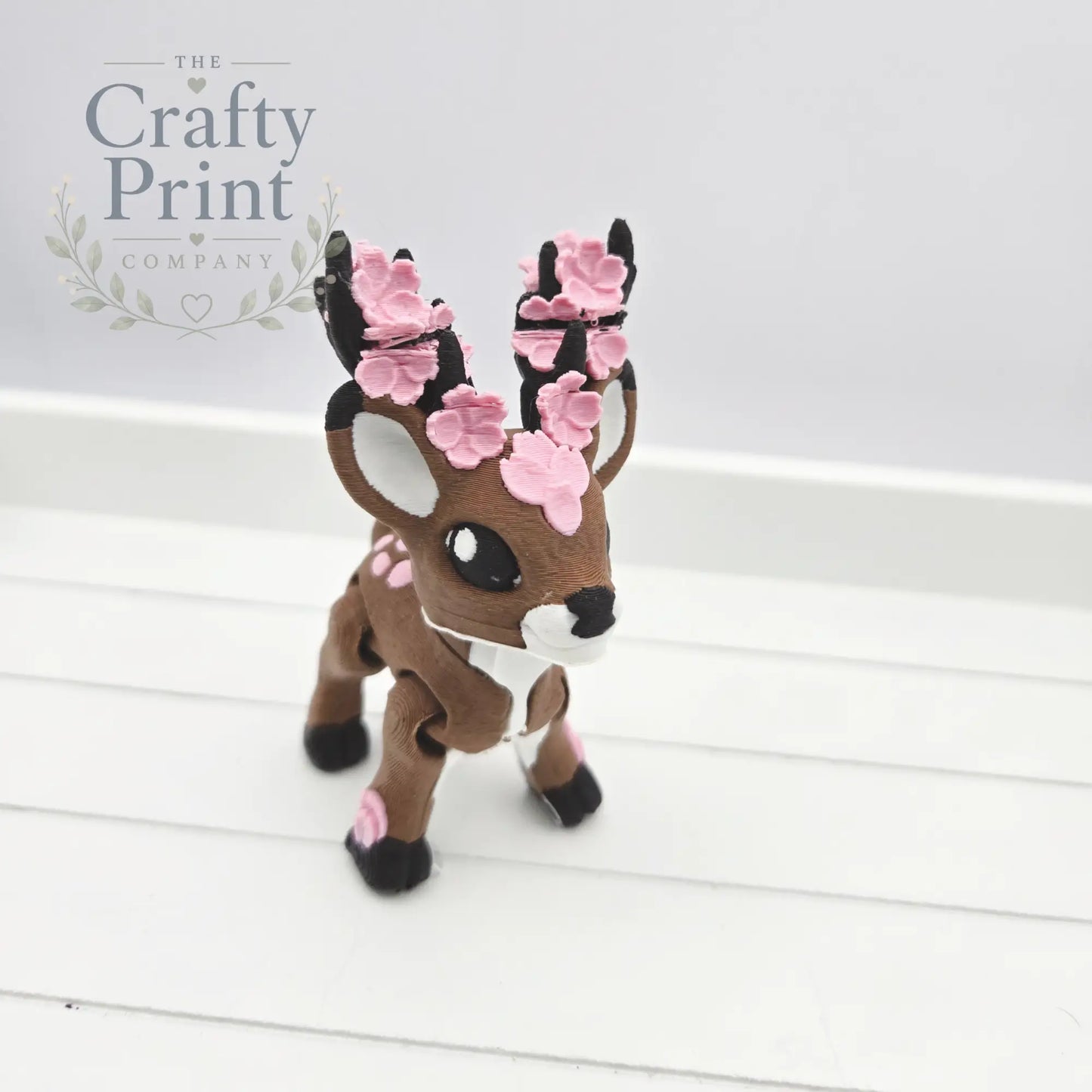 3D Printed Cherry Blossom Deer Articulated Fidget - Home &