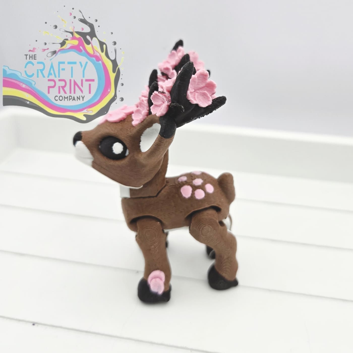 3D Printed Cherry Blossom Deer Articulated Fidget - Home &