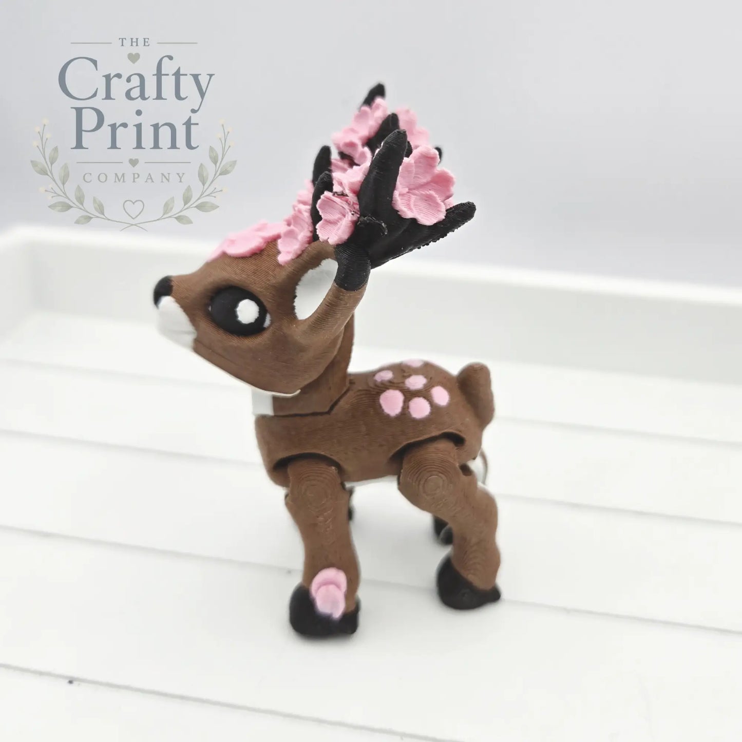 3D Printed Cherry Blossom Deer Articulated Fidget - Home &