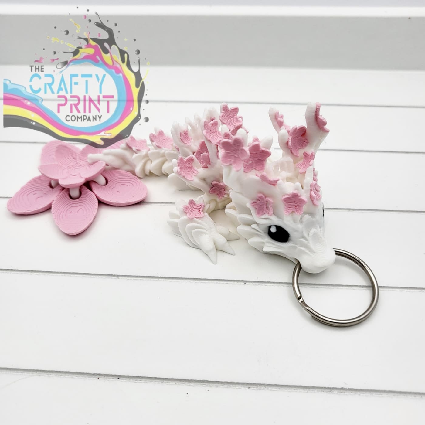 3D Printed Cherry Blossom Dragon Tadling Keyring - Keychains