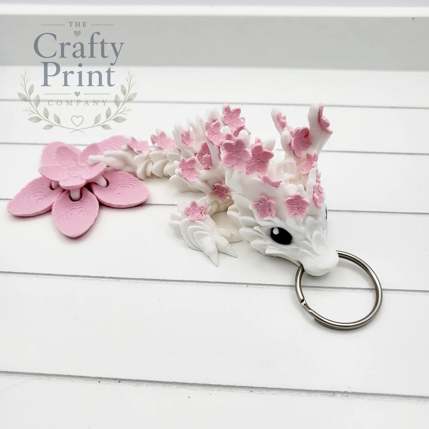 3D Printed Cherry Blossom Dragon Tadling Keyring - Keychains