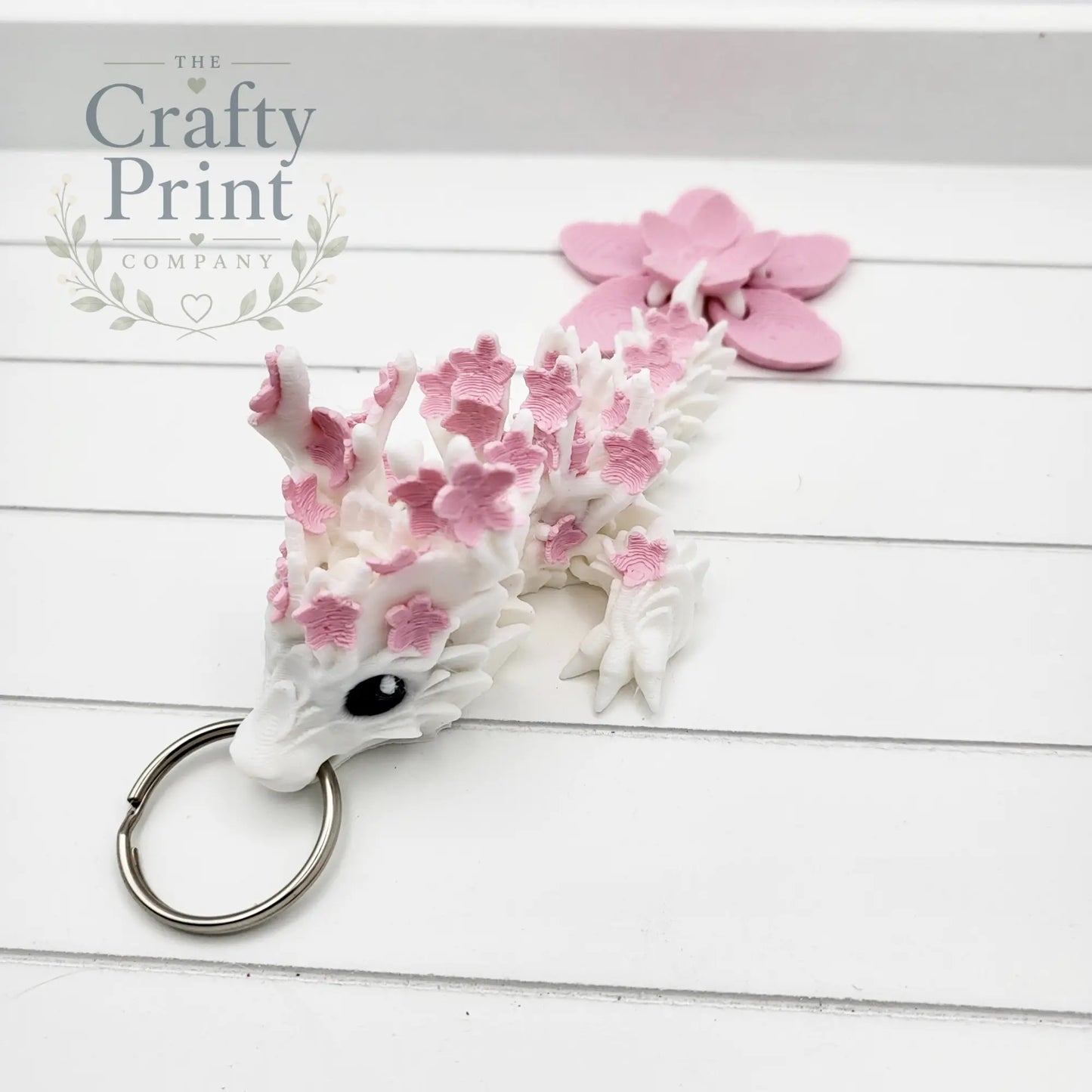 3D Printed Cherry Blossom Dragon Tadling Keyring - Keychains