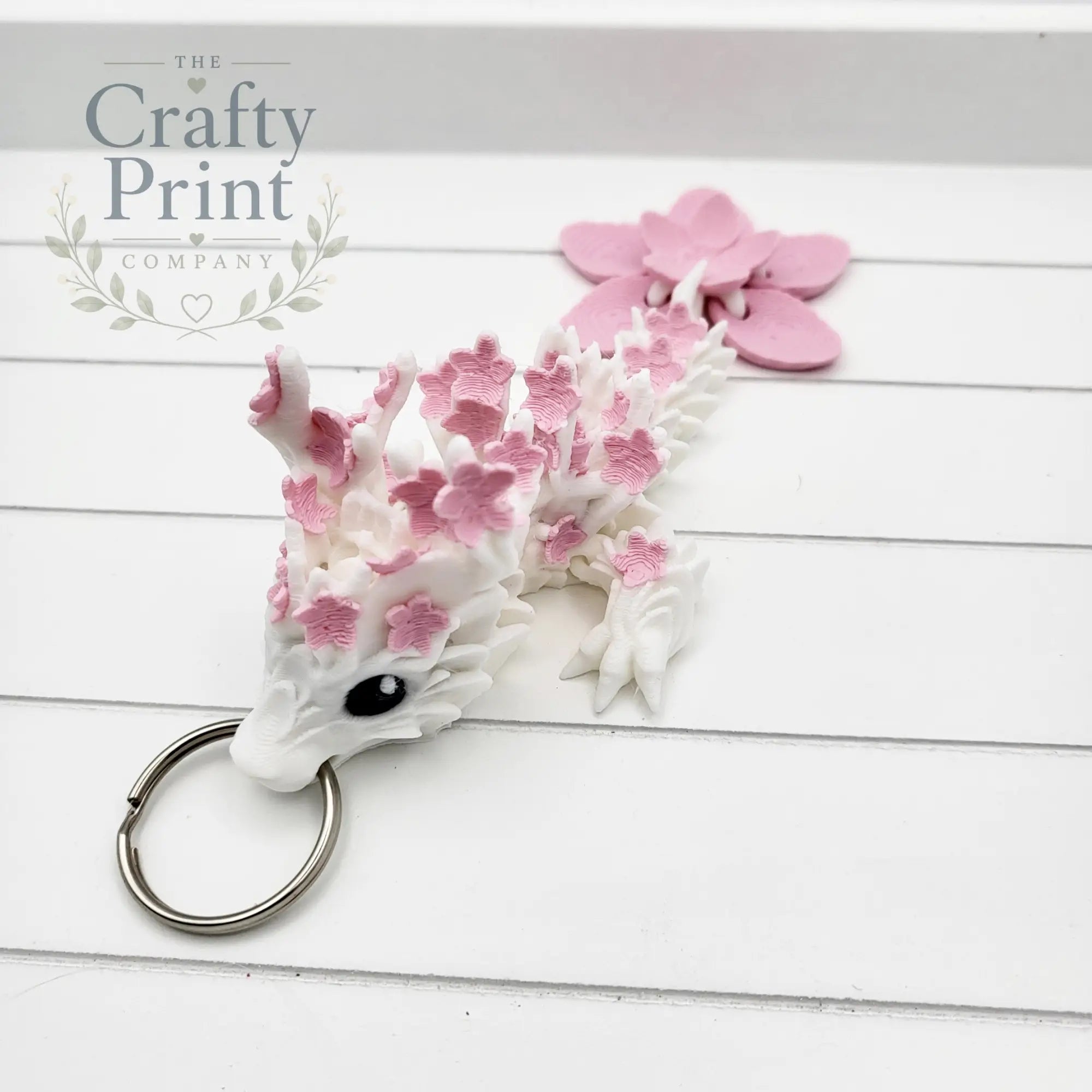 3D Printed Cherry Blossom Dragon Tadling Keyring - Keychains
