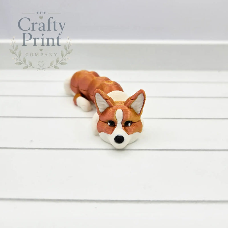 3D Printed Corgi Articulated Flexi Keyring/Fidget - Without